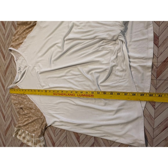 Cato 18 20 White Paisley Print Raglan Sleeve Ruffle Hem Tunic Top - Picture 8 of 11